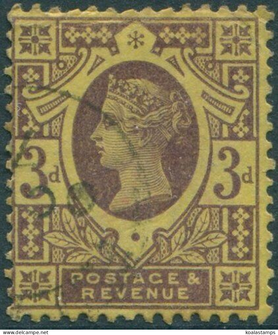 Great Britain 1887 SG202 3d Purple/yellow QV #3 FU (amd) - Other & Unclassified