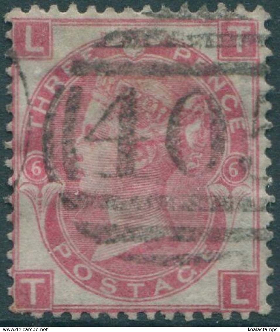 Great Britain 1867 SG103 3d Rose QV LTTL Rose Spray Wmk Plate 6 FU (amd) - Other & Unclassified