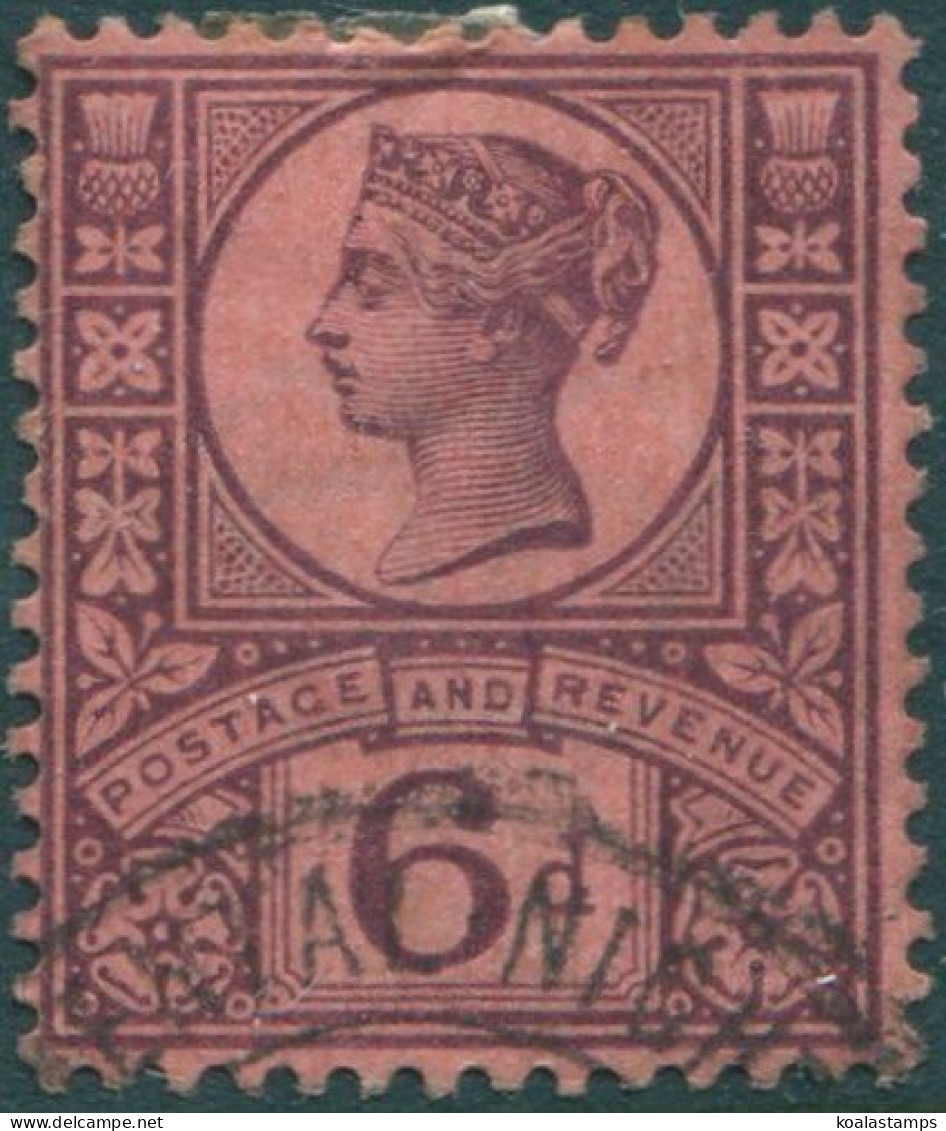 Great Britain 1887 SG208 6d Purple/rose-red QV #3 FU (amd) - Sonstige & Ohne Zuordnung