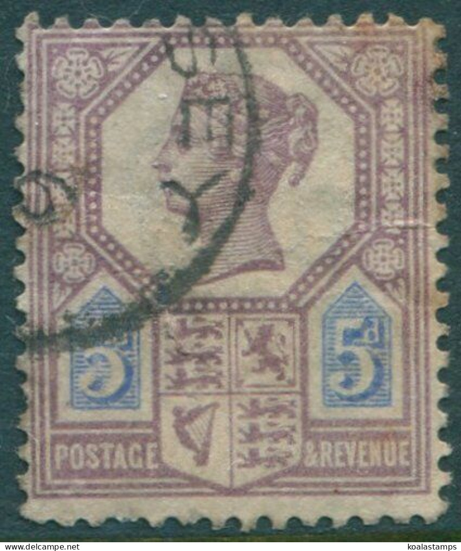 Great Britain 1887 SG207a 5d Dull Purple And Blue Die 2 QV Toned FU (amd) - Sonstige & Ohne Zuordnung