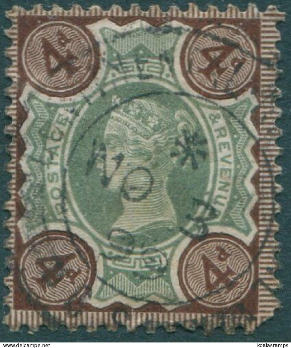 Great Britain 1887 SG205a 4d Green And Deep Brown QV FU (amd) - Other & Unclassified
