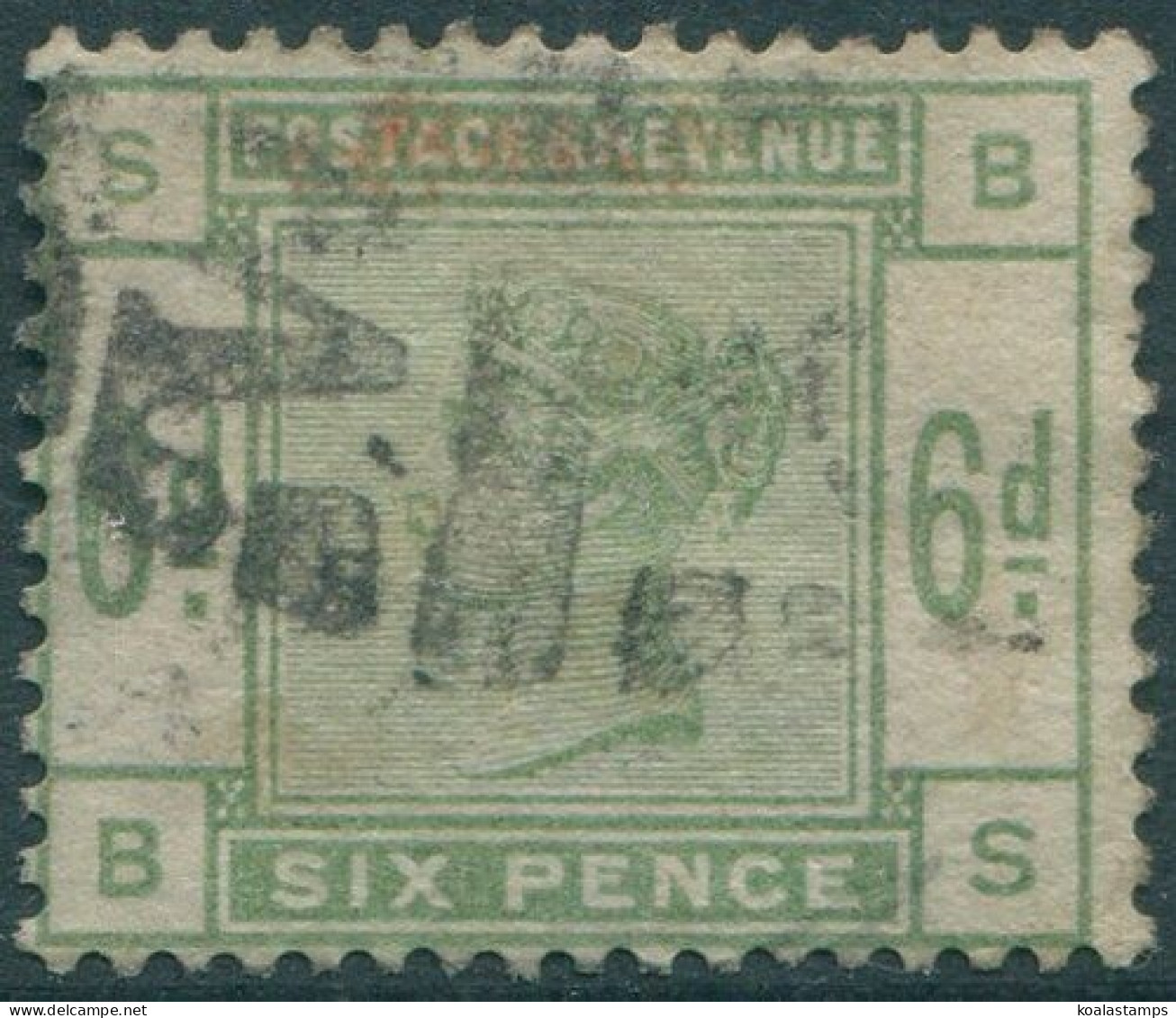 Great Britain 1883 SG194 6d Dull Green QV SBBS FU (amd) - Autres & Non Classés