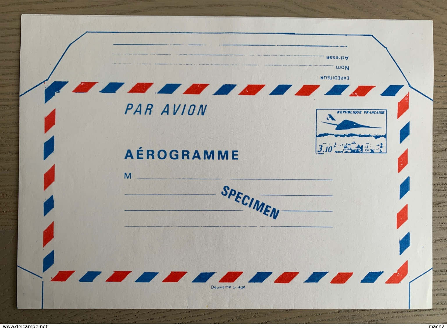 SPÉCIMEN Aerogramme Concorde 3,10 Cours Instruction - Concorde