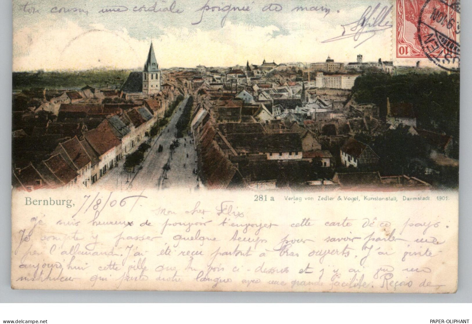 0-4350 BERNBURG, Gesamtansicht, Handcoloriert, 1901 - Bernburg (Saale)