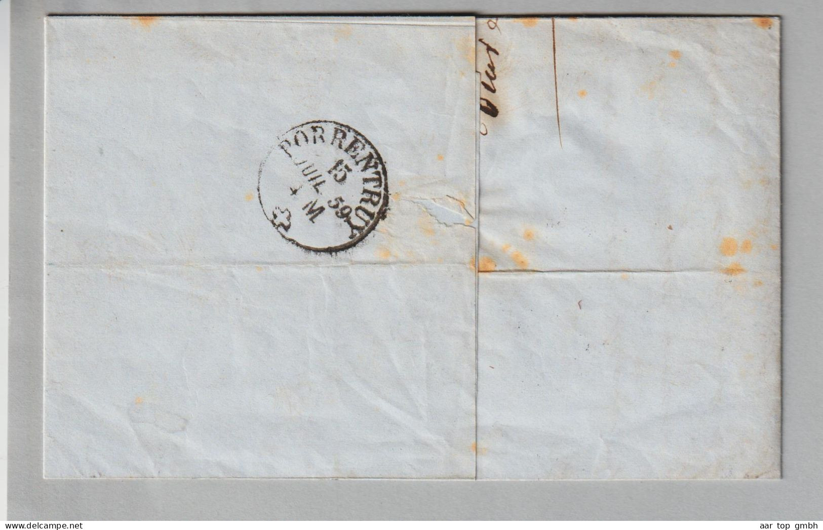 Schweiz Strubel 1859-07-14 Basel Strubelbrief Nach Porrentruy SBK #22D SHB 25B3 - Storia Postale