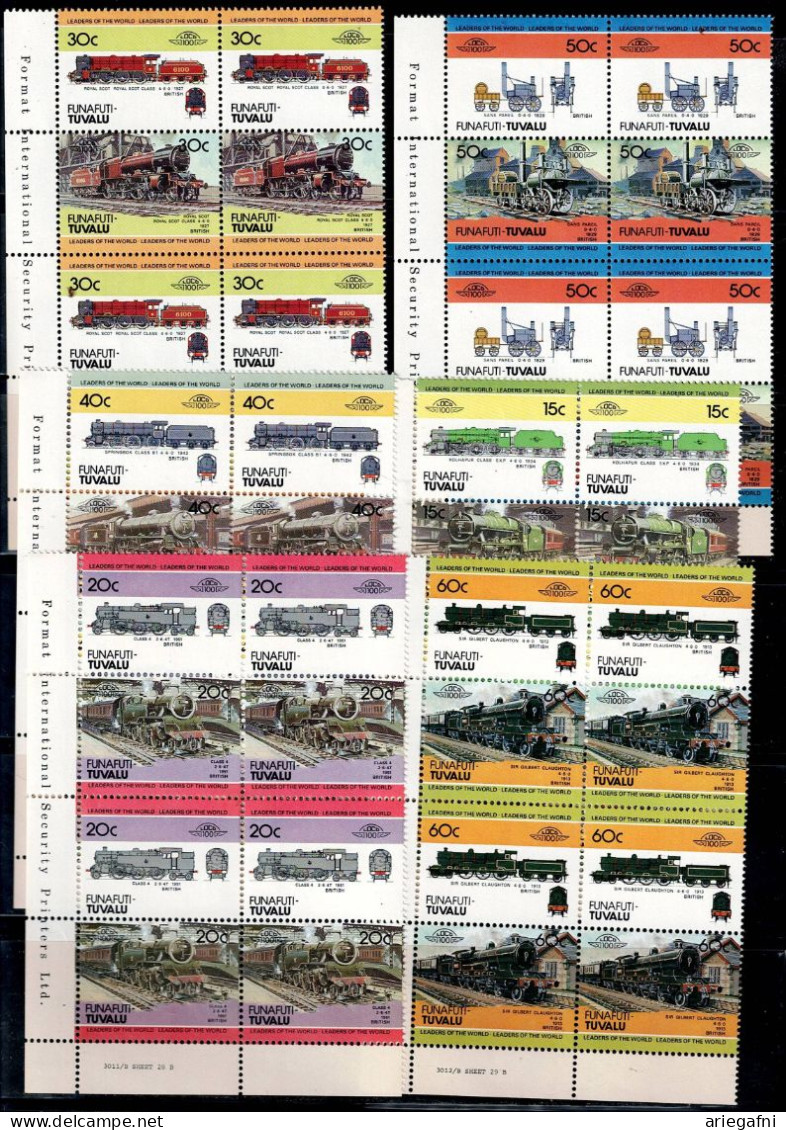 FUNAFUTI TUVALU 1984 TRAINS BLOCK OF 4 MI No 1-12 MNH VF!! - Trains