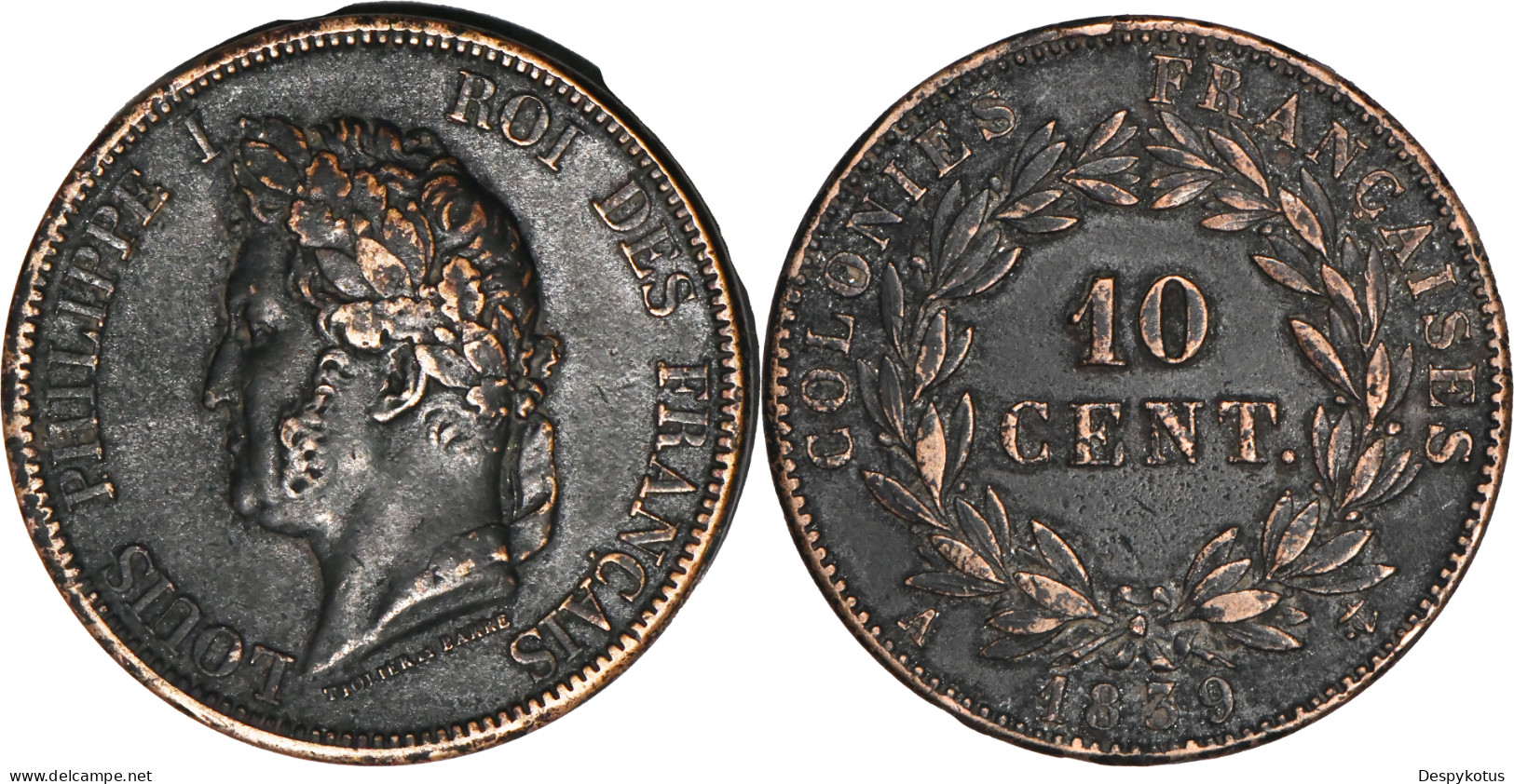 FRANCE - 1839 - 10 CENT. - LOUIS PHILIPPE - COLONIES FRANCAISES - QUALITE - 300 000 Ex. - 19-197 - Colonie Francesi (1817-1844)