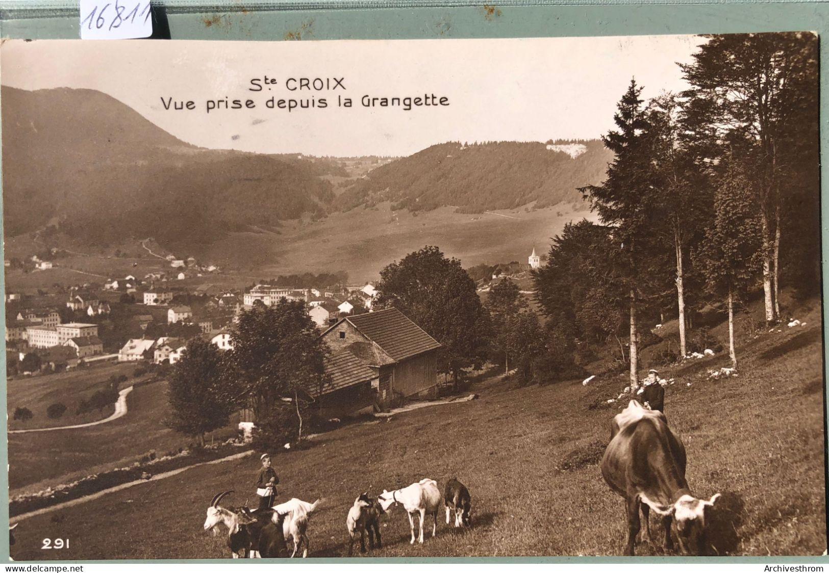 Ste-Croix (Vaud) - Vue Prise Depuis La Grangette - Vache, Bouc, Chèvres Et Jeunes Gardiens (16'811) - Yverdon-les-Bains 