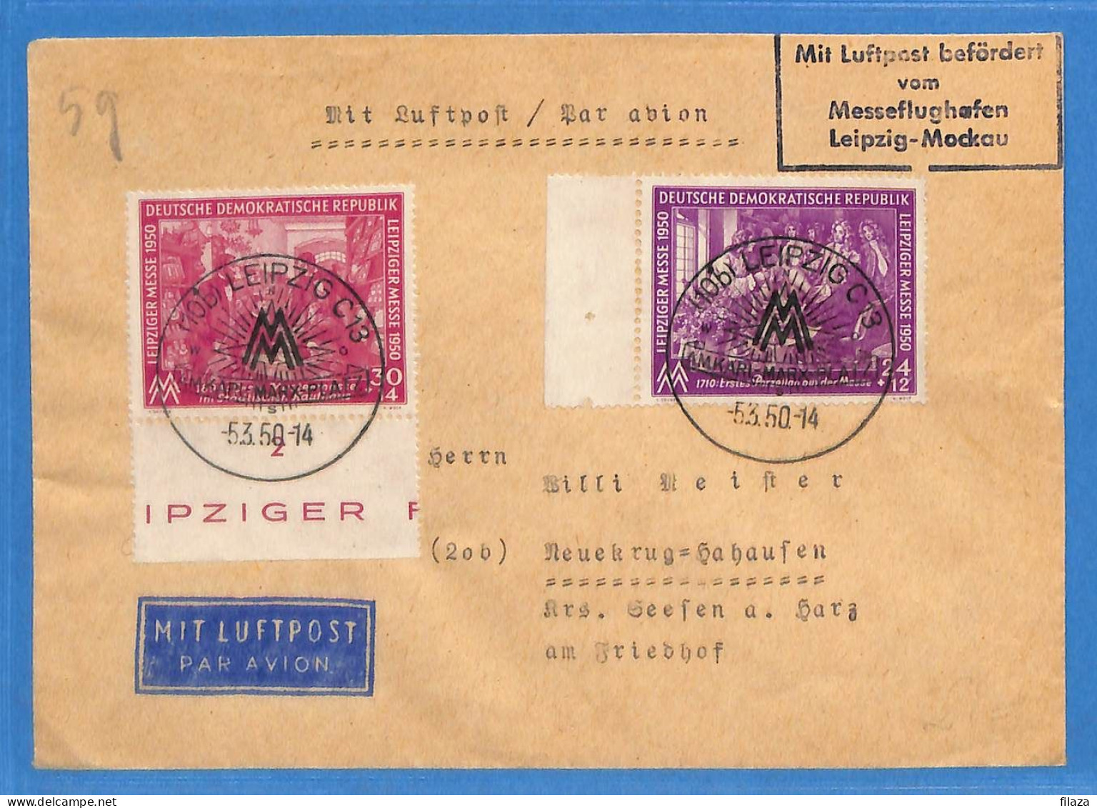 Allemagne Zone Soviétique - 1950 - Lettre Par Avion De Leipzig - G32712 - Sonstige & Ohne Zuordnung