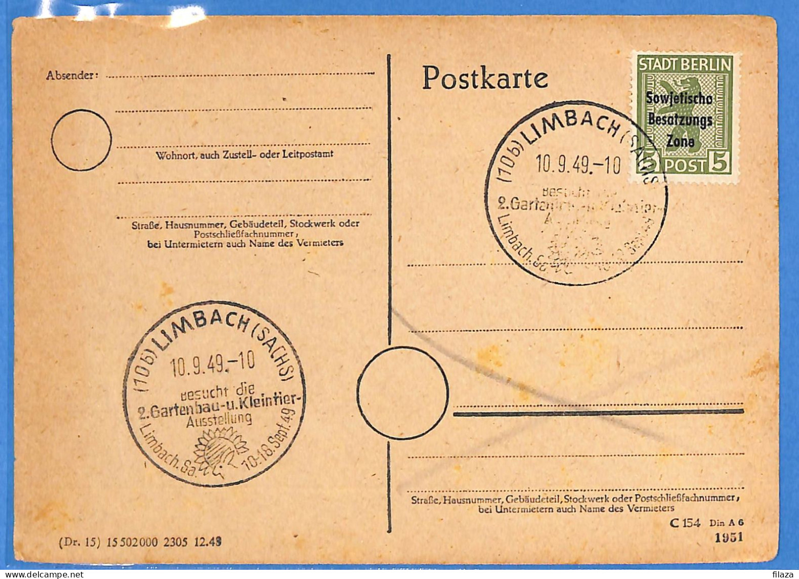 Allemagne Zone Soviétique - 1949 - Carte Postale De Limbach - G32722 - Other & Unclassified