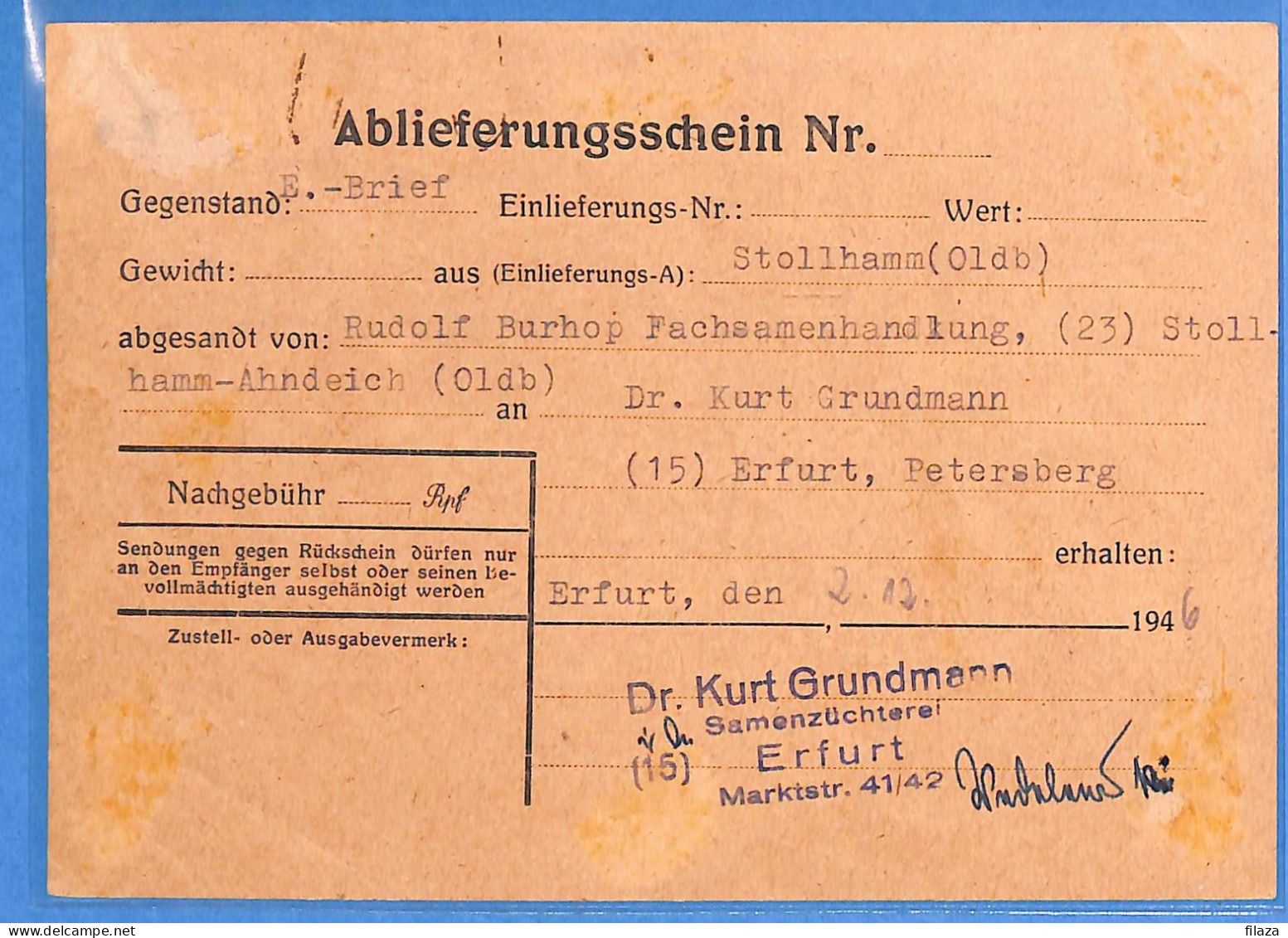 Allemagne Zone Soviétique - 1946 - Carte Postale De Erfurt - G32718 - Autres & Non Classés