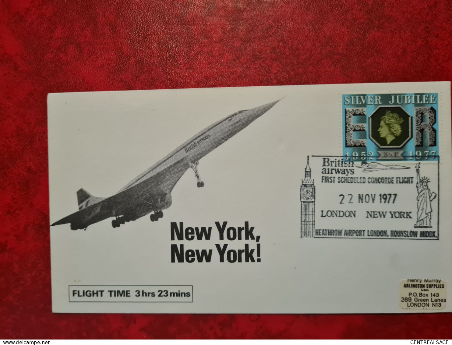 Lettre  1977 CONCORDE  LONDON NEW YORK BRITISG AIRWAYS LONDON HOUNSLOW - Storia Postale