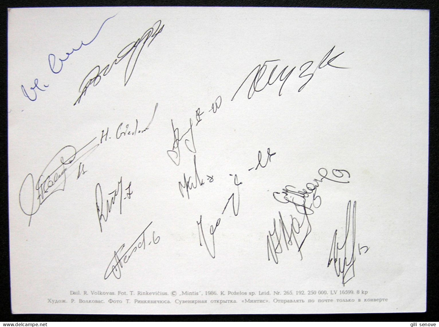 Postcard Kaunas Žalgiris Men's Basketball Team With Autographs 1986 - Baloncesto