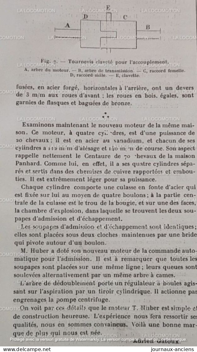 1902 Très Rare Revue Automobile " LA LOCOMOTION " Les Voitures " TONY HUBER " à Boulogne  Billancourt
