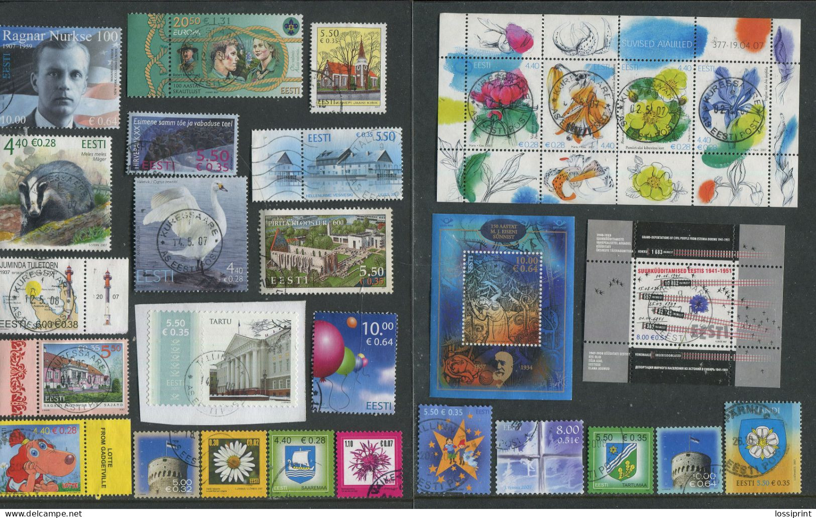 Estonia:Used Stamps And Blocks Full Year Set 2007 - Estonia