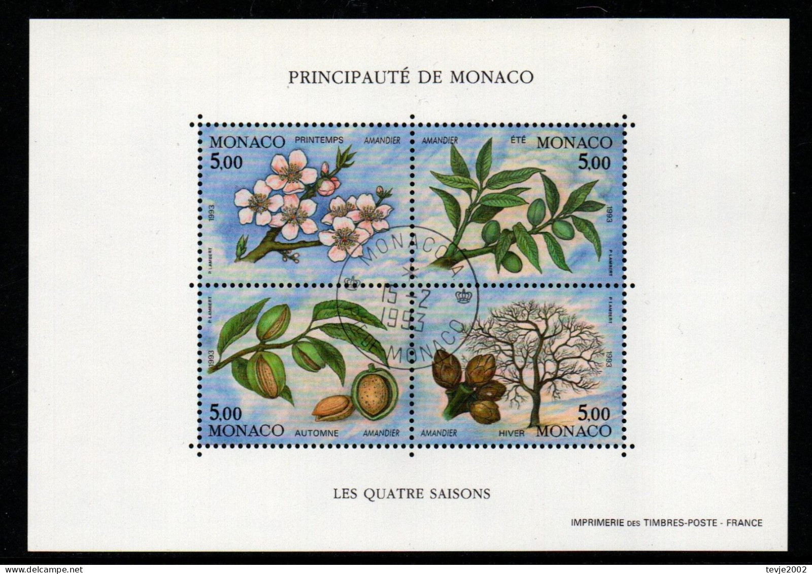 Monaco 1993 - Mi.Nr. Block 57 - Gestempelt Used - Bäume Trees Mandeln Früchte Fruits - Arbres