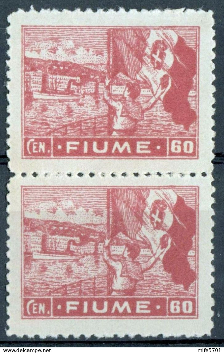 REGNO / FIUME 1919 COPPIA FRANCOBOLLI SERIE ALLEGORIE E VEDUTEc. 60 - NUOVI MNH ** SASSONE C43 - Fiume