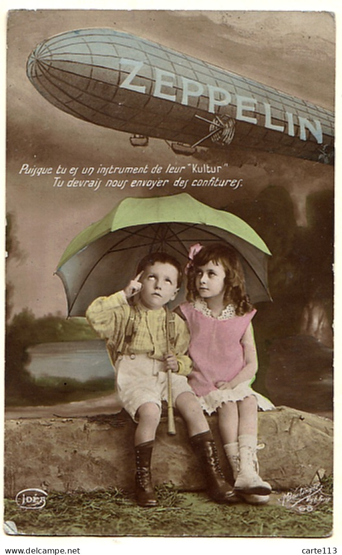 0 - F20117CPA - DIRIGEABLES - ZEPPELIN - Enfants Sous Parapluie - Bon état - THEMES - Aeronaves