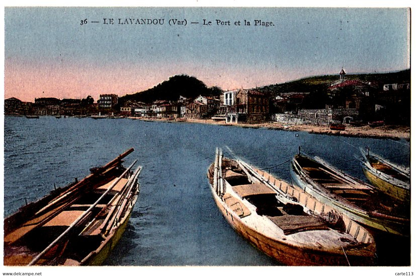 83 - B20089CPA - LE LAVANDOU - Le Port Et La Plage - Barque L' AIGLE - Parfait état - VAR - Le Lavandou