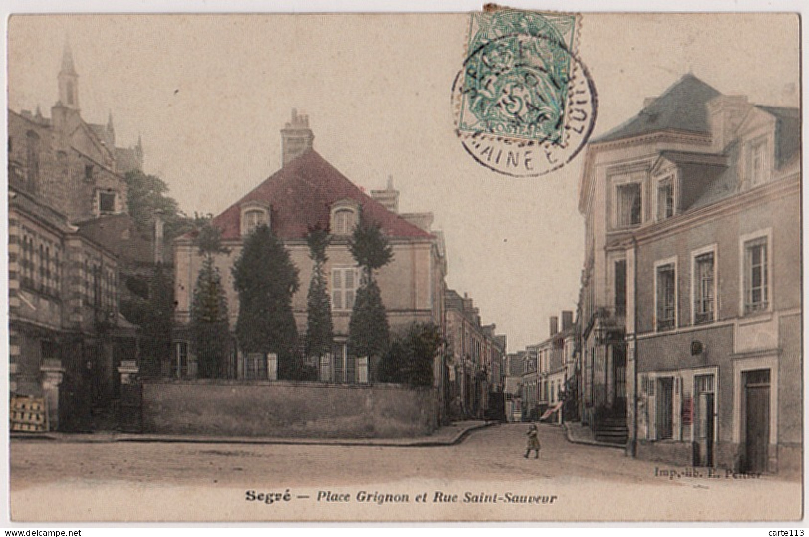 49 - B21705CPA - SEGRE - Place Grignon Et Rue Saint Sauveur - Très Bon état - MAINE ET LOIRE - Segre