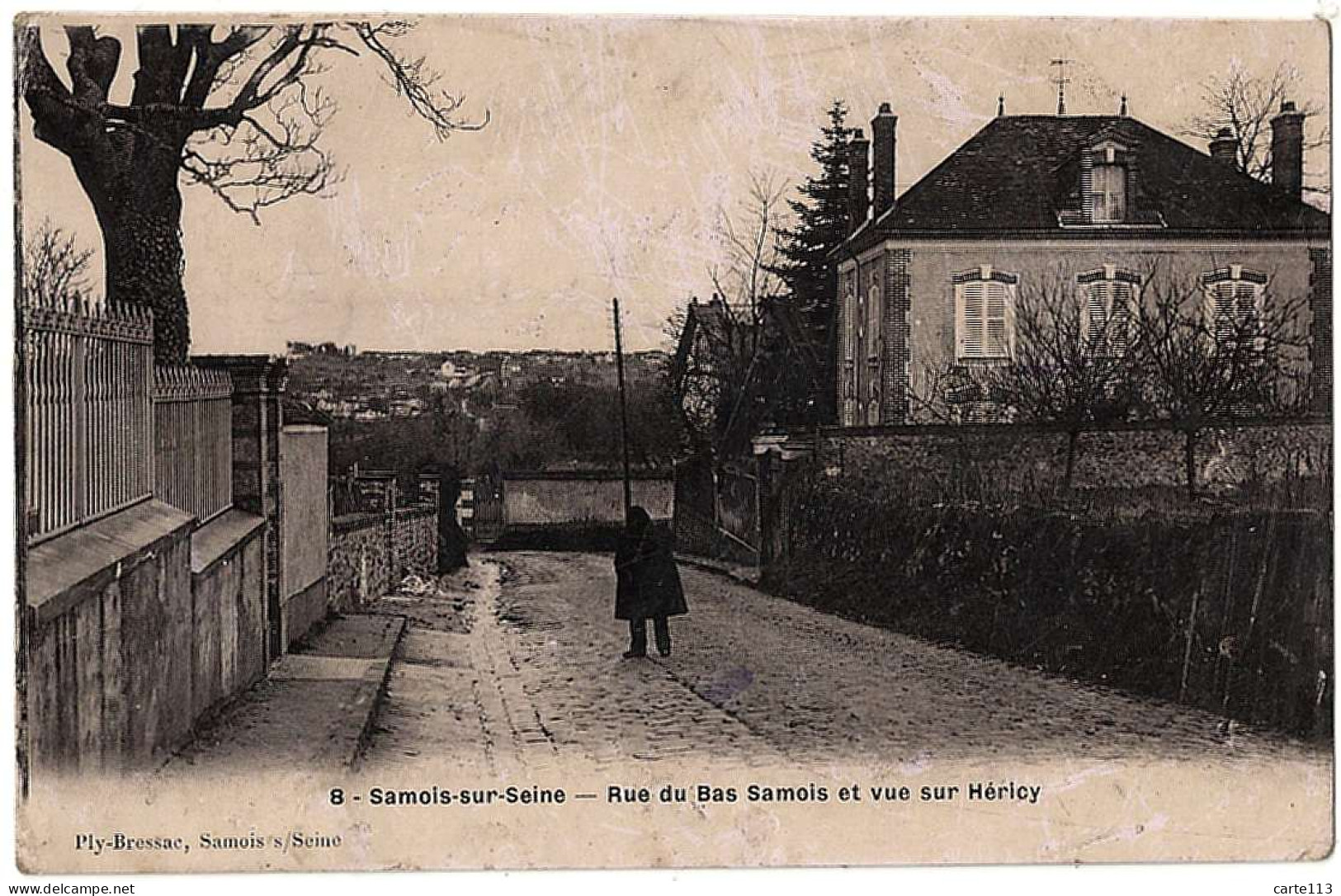 77 - B21377CPA - SAMOIS SUR SEINE - Rue Du Bas SAMOIS Et Vue Sur Héricy - Très Bon état - SEINE-ET-MARNE - Samois