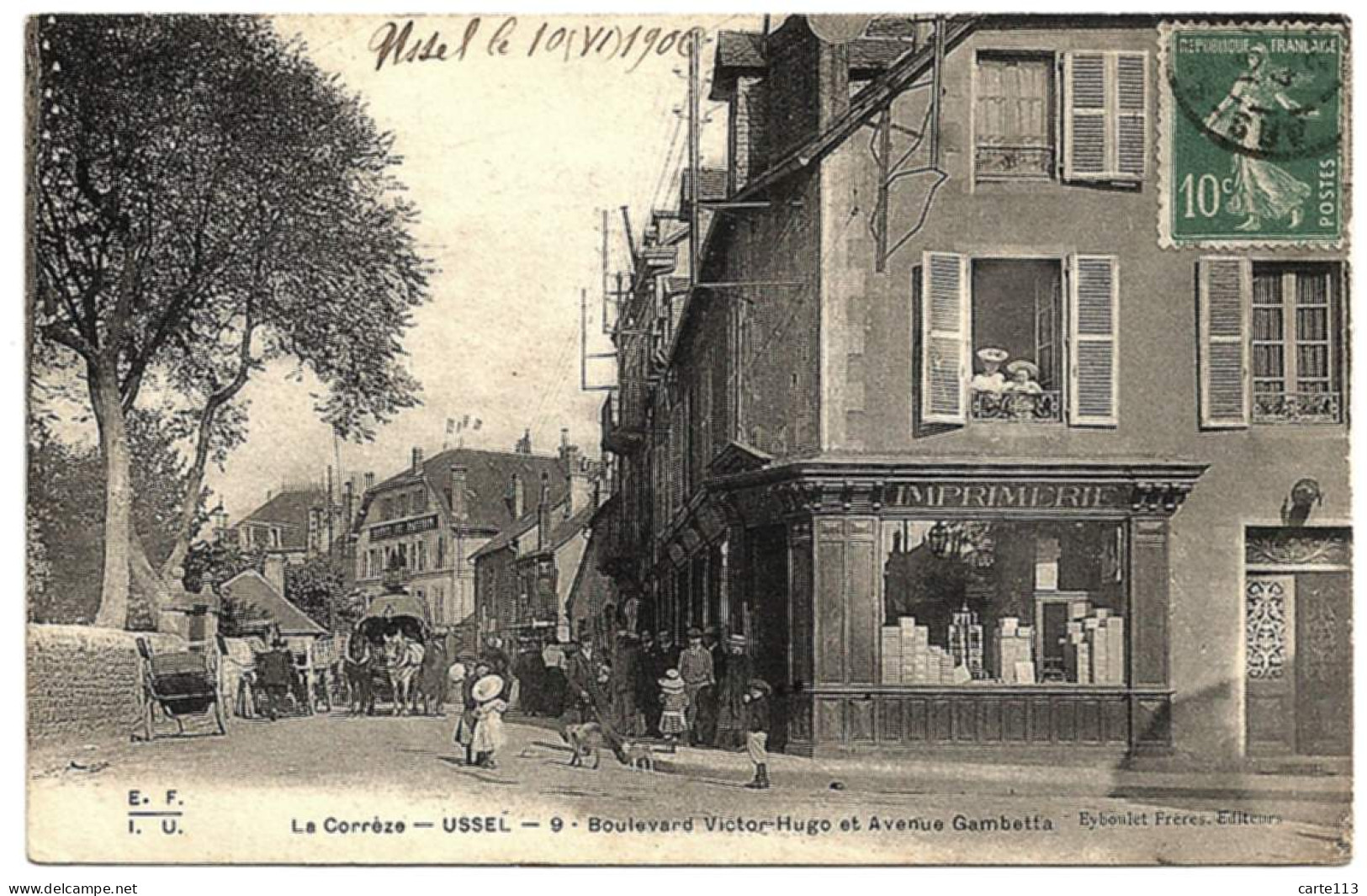 19 - B23513CPA - USSEL - Boulevard Victor Hugo Et Avenue Gambetta - Imprimerie - Très Bon état - CORREZE - Ussel