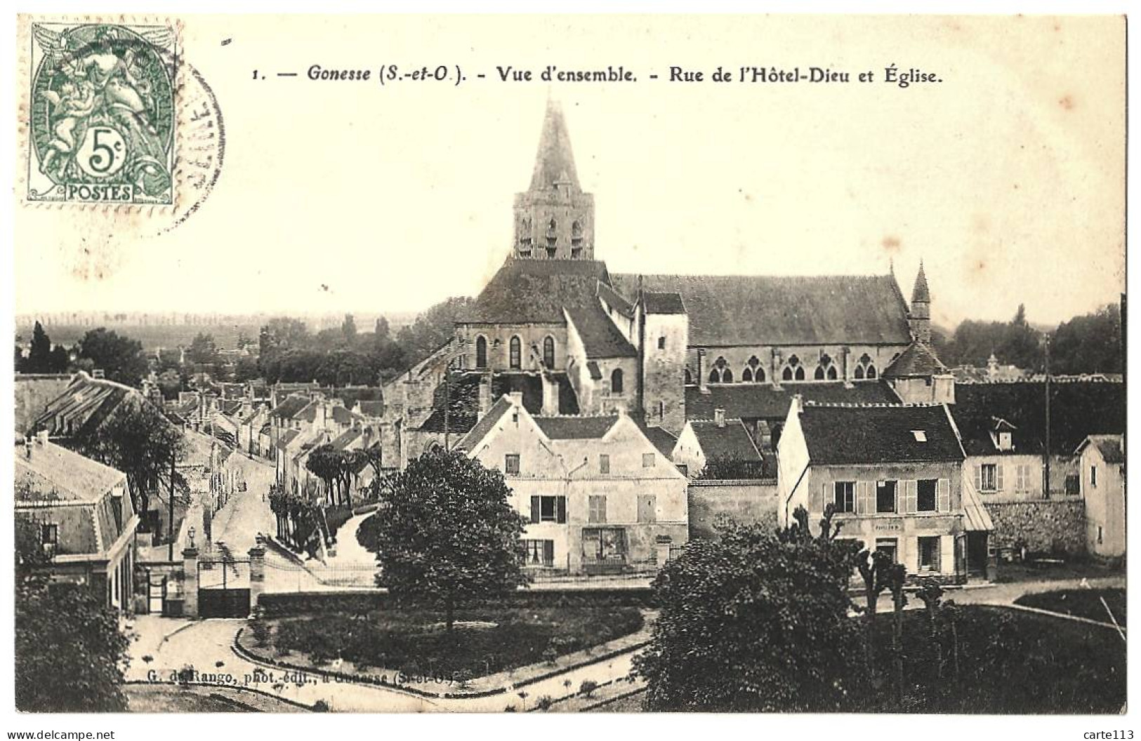 95 - B22690CPA - GONESSE - Vue D' Ensemble. Rue De L'Hôtel-Dieu Et Eglise - Très Bon état - VAL-D'OISE - Gonesse