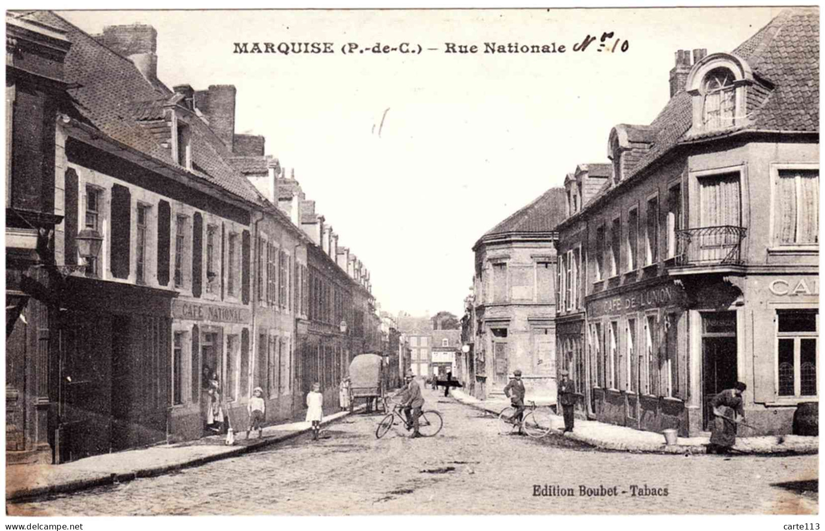 62 - B23525CPA - MARQUISE - Rue Nationale - Café De L' Union - Café National - Bon état - PAS-DE-CALAIS - Marquise