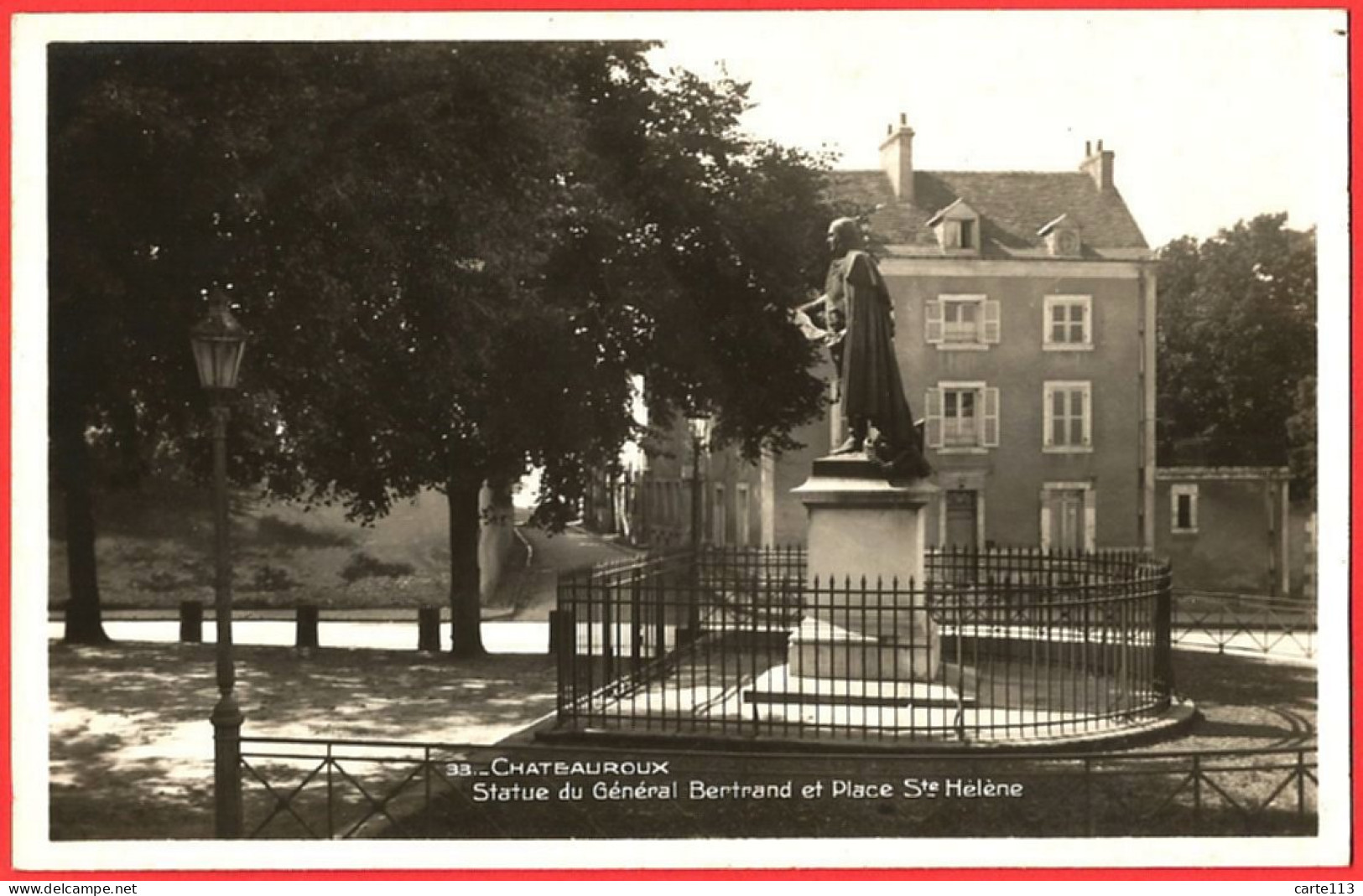 36 - B26641CPA - CHATEAUROUX - Statue Du General Bertrand Et Place Ste Hélène. - Très Bon état - INDRE - Chateauroux