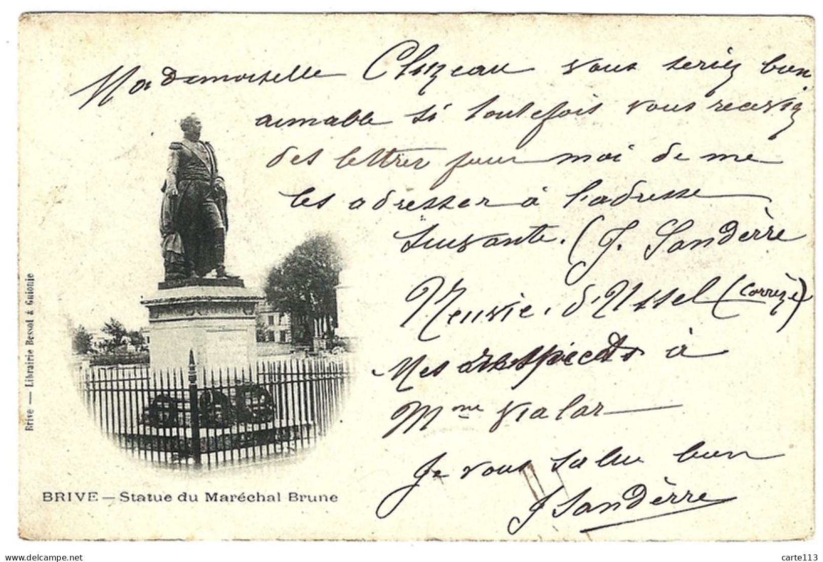 19 - B23403CPA - BRIVE - Statue Du Marechal Brune - Carte Pionniere - Très Bon état - CORREZE - Brive La Gaillarde