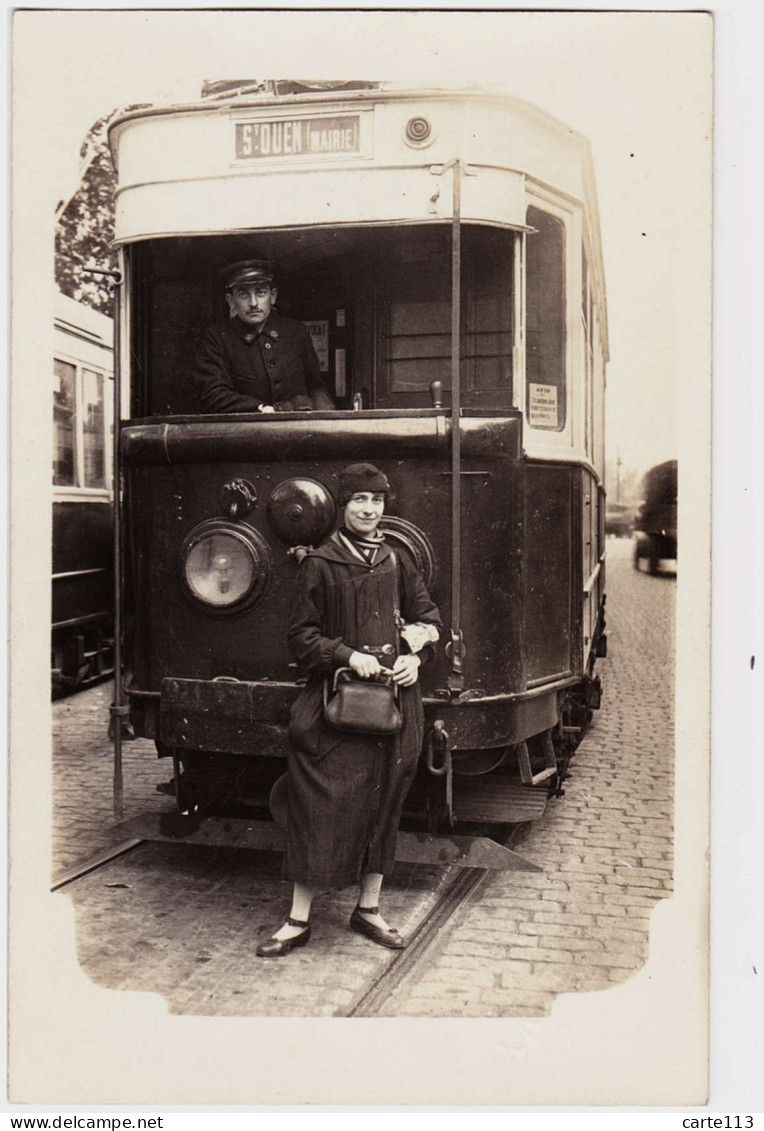 93 - T22938CPA - SAINT OUEN - Tramway  St Ouen Mairie - Carte Photo - Parfait état - SEINE-SAINT-DENIS - Saint Ouen