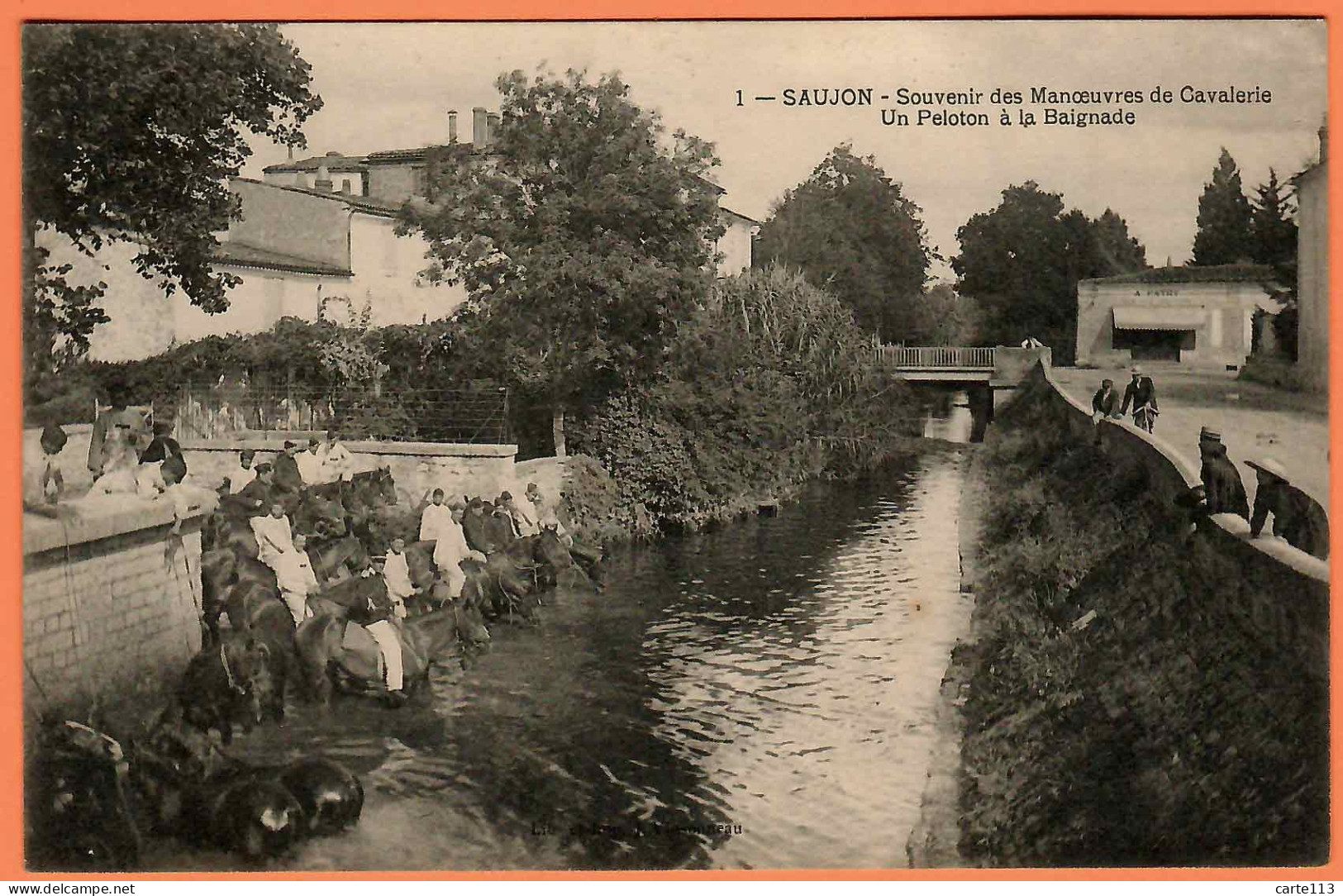 17 - B34239CPA - SAUJON - Peloton à La Baignade - Souvenir Manoeuvres Cavalerie - Très Bon état - CHARENTE-MARITIME - Saujon