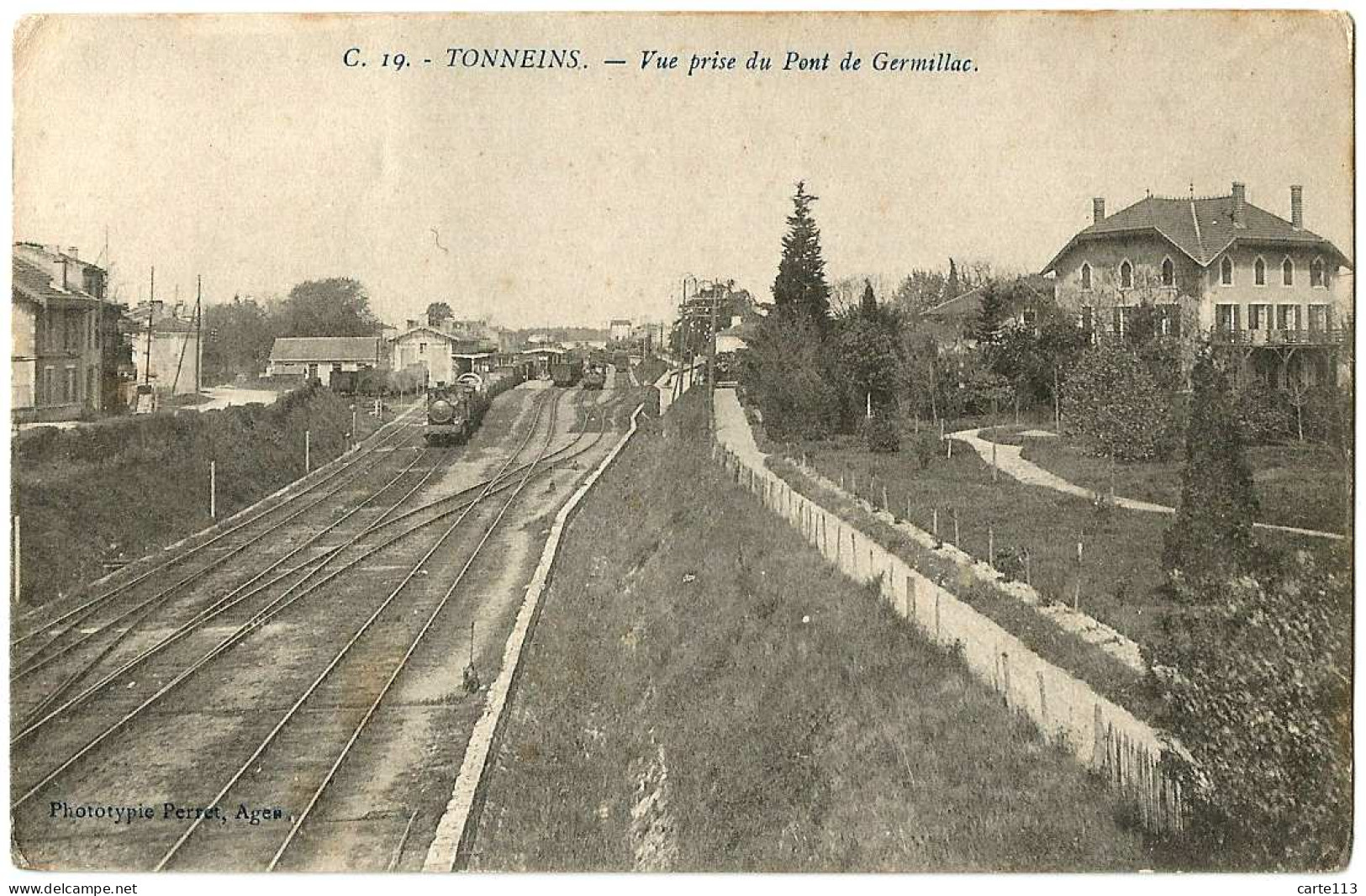 47 - B26601CPA - TONNEINS - Vue Prise Du Pont De Germillac . Train - Bon état - LOT-ET-GARONNE - Tonneins