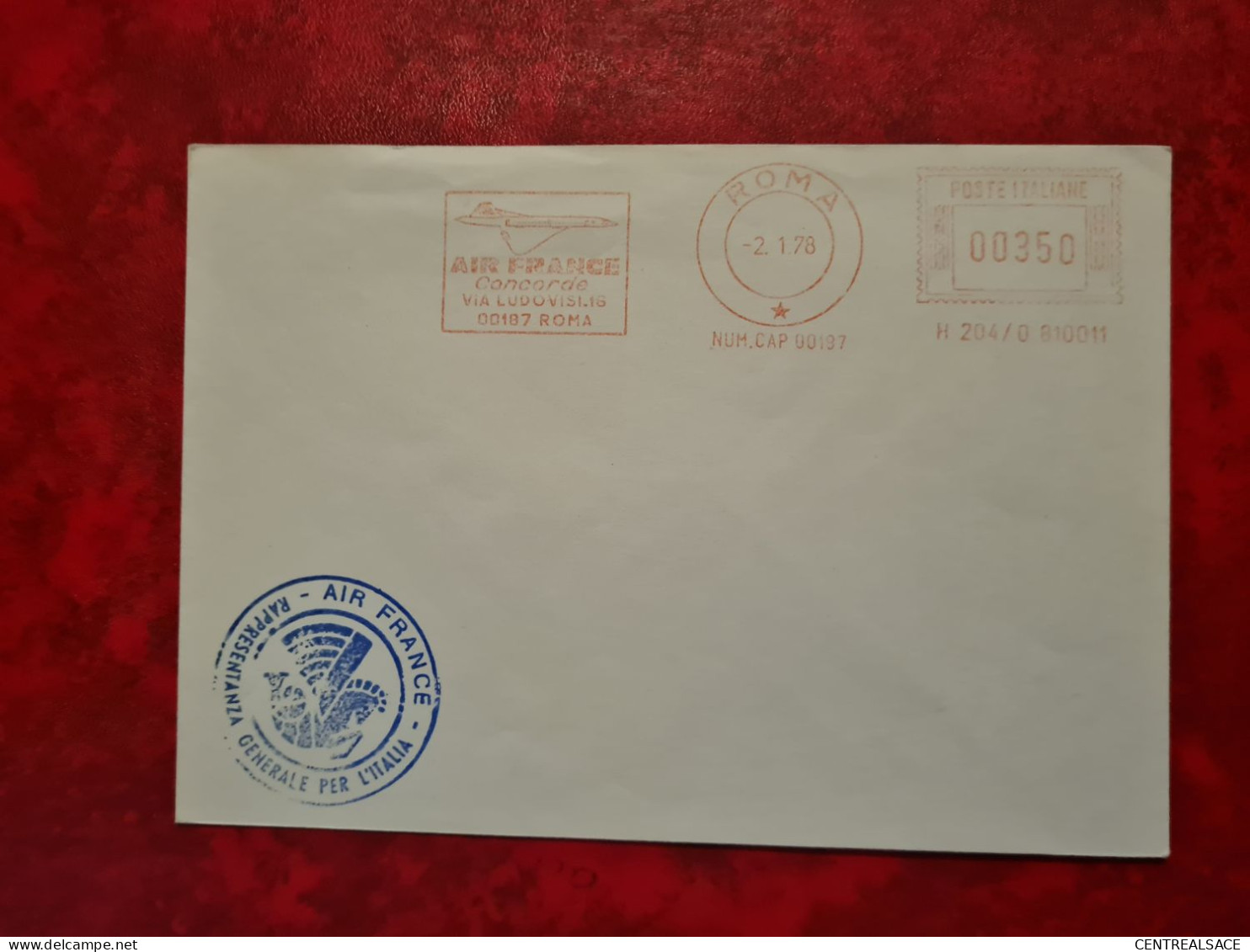 Lettre  1978 CONCORDE  ROMA OBLITERATION MECANIQUE AIR FRANCE CONCORDE VIA LUDOVISI NSLOW - 1971-80: Storia Postale
