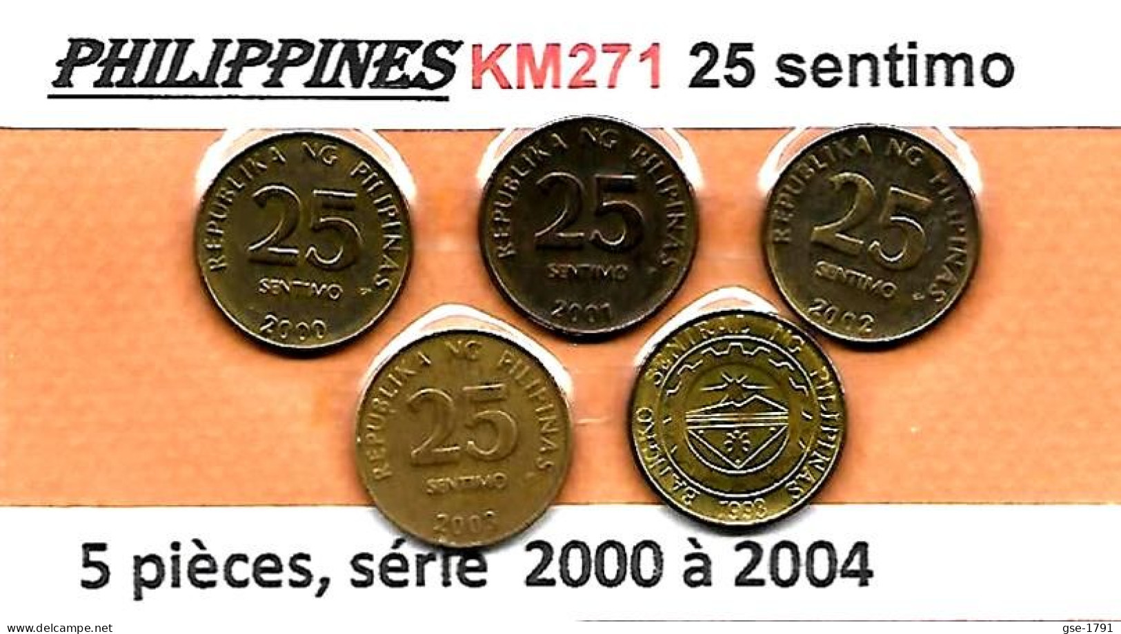 PHILIPPINES  Réforme Coinage, 25 Sentimo Bangko Central  KM 271 , 5 Pièces à Suivre De 2000 à 2004 ,  TTB - Filippijnen