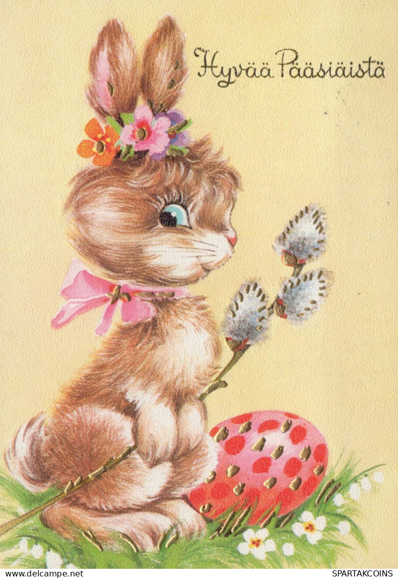 OSTERN KANINCHEN EI Vintage Ansichtskarte Postkarte CPSM #PBO432.DE - Pâques