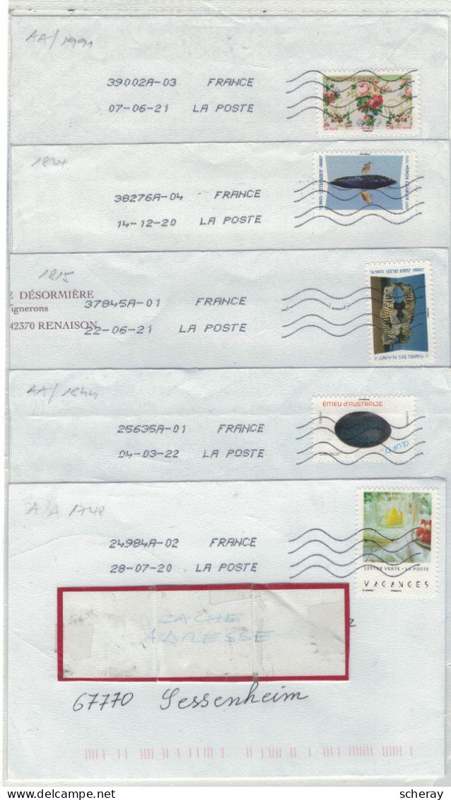 5 LETTRES AUTO ADHESIFS DIFFERENTS ( Lot 411 ) - Covers & Documents