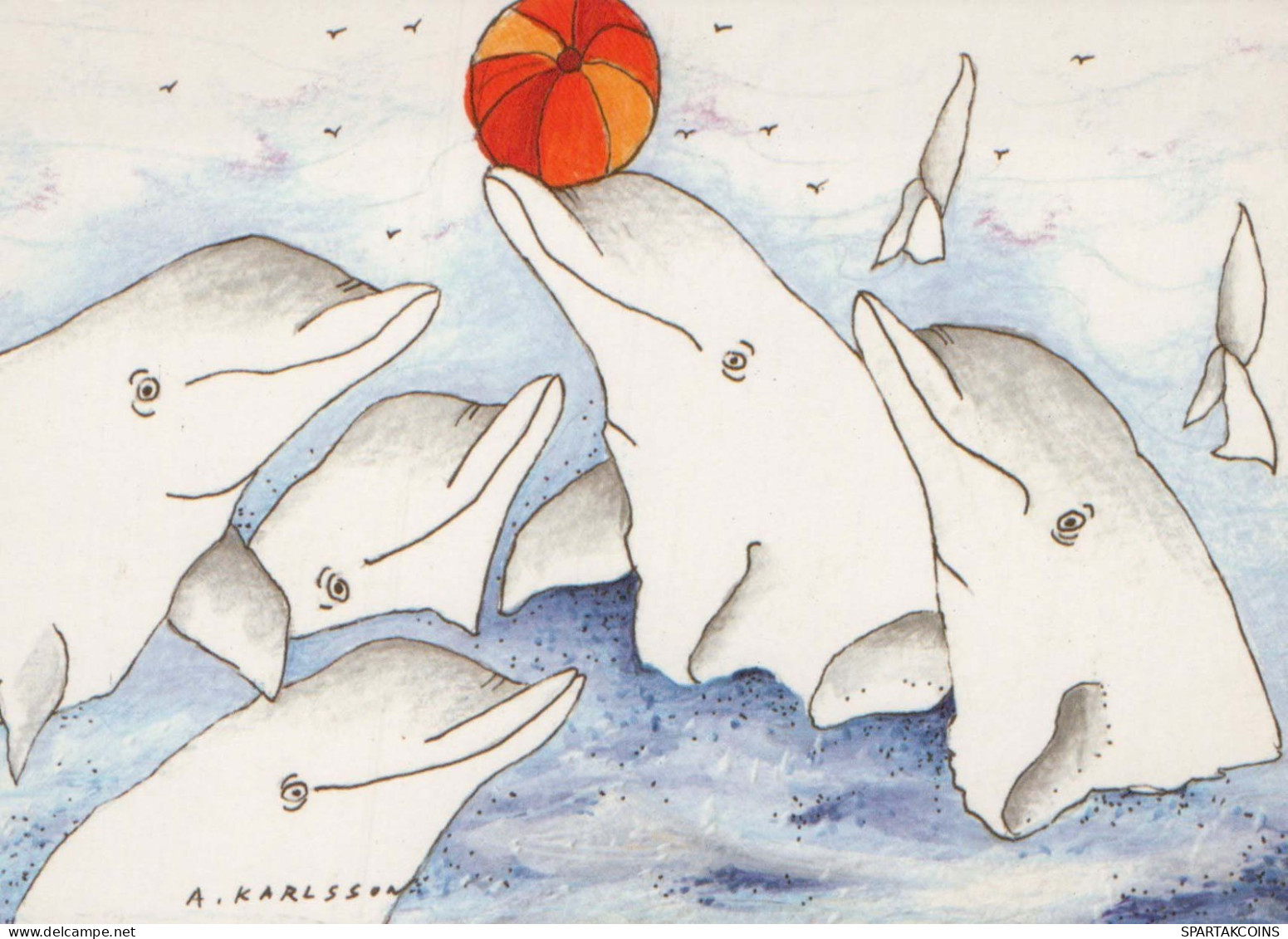 DAUPHINs Animaux Vintage Carte Postale CPSM #PBS669.FR - Delfines