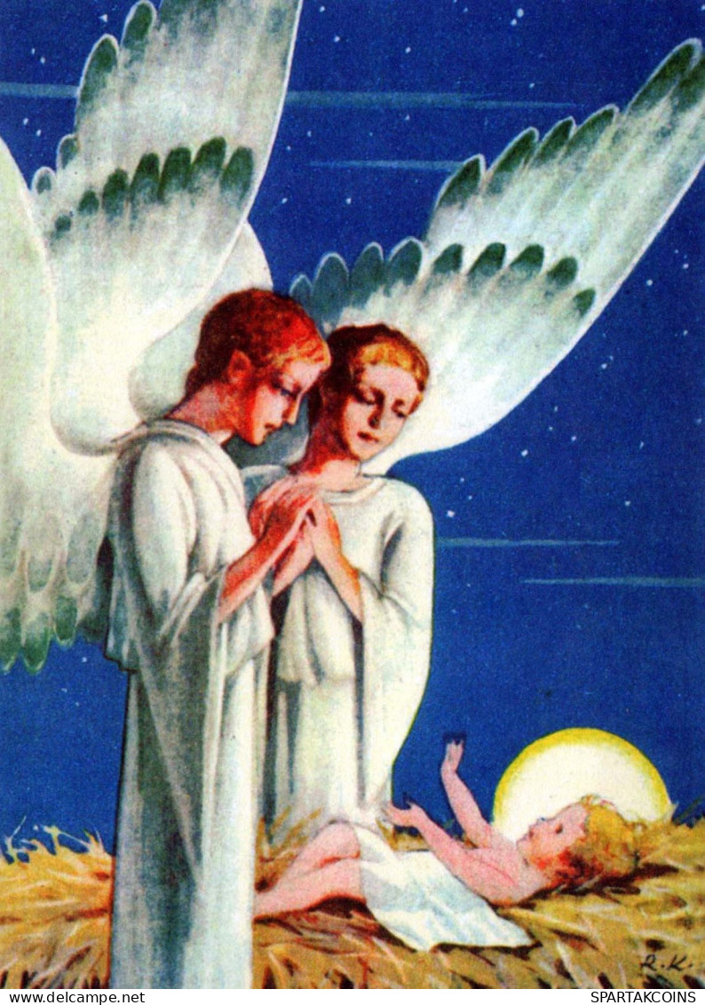 ANGE Noël Bébé JÉSUS Vintage Carte Postale CPSM #PBP306.FR - Angels