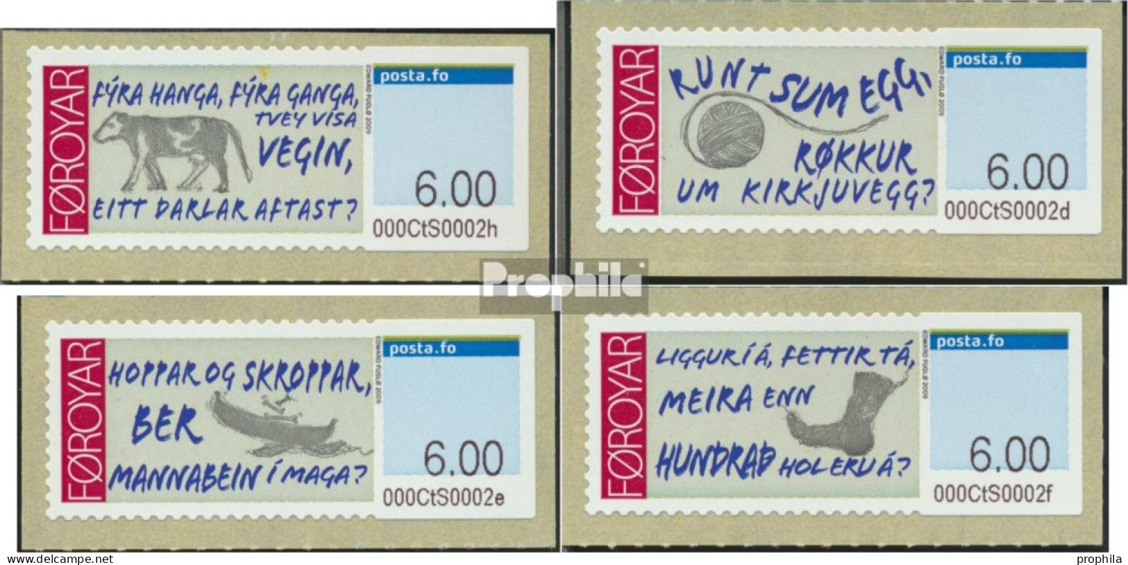 Dänemark - Färöer ATM5-ATM8 (kompl.Ausg.) Postfrisch 2009 Automartenmarken Rätsel - Féroé (Iles)