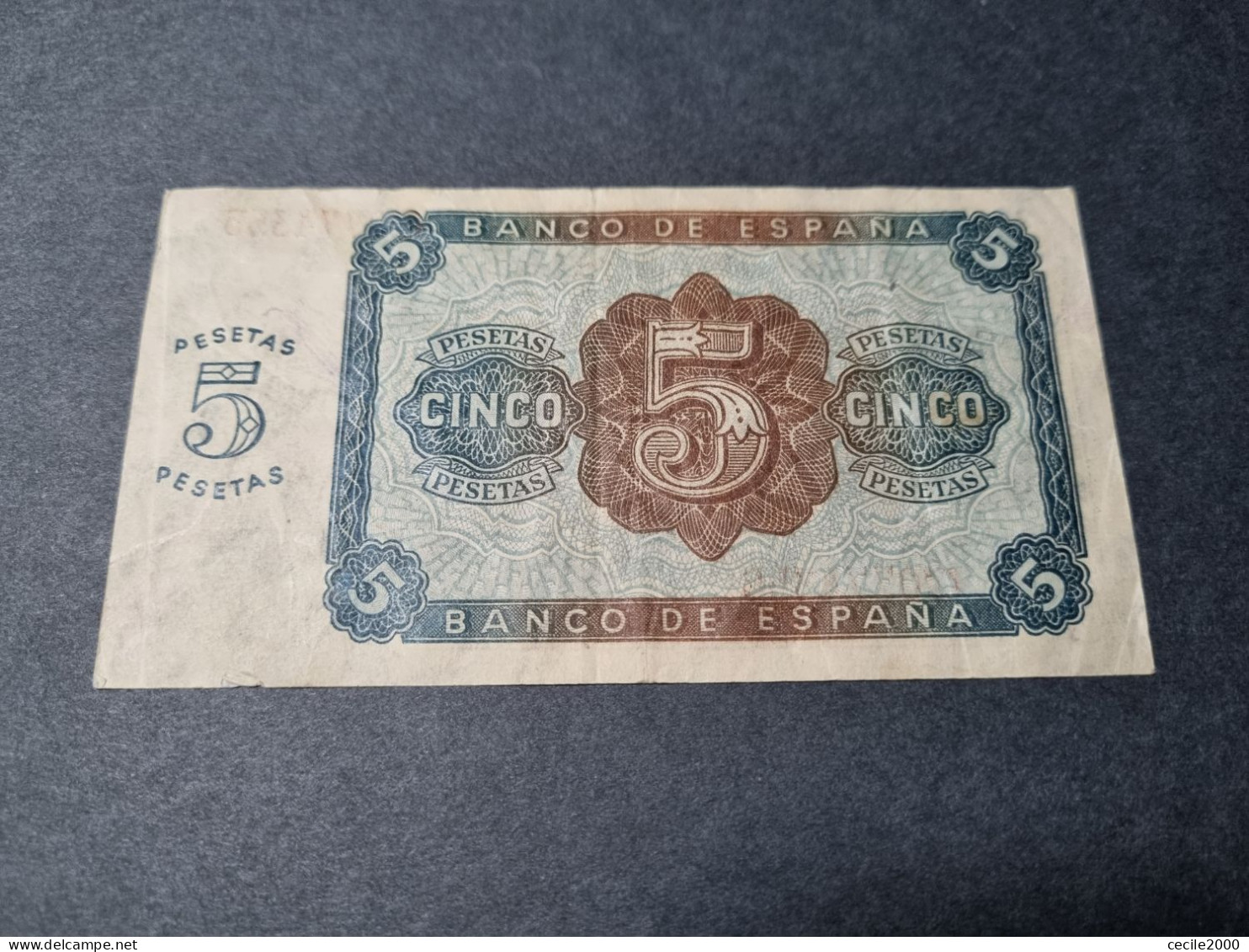SPAIN BANKNOTE 5 PESETAS 1938 AUNC / EBC BILLETE ESPAÑA *COMPRAS MULTIPLES CONSULTAR* - 1-2 Pesetas