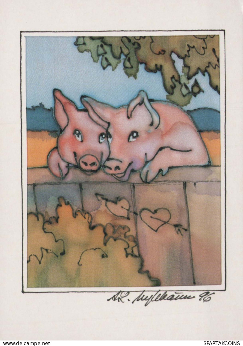 MAIALE Animale Vintage Cartolina CPSM #PBR761.IT - Schweine
