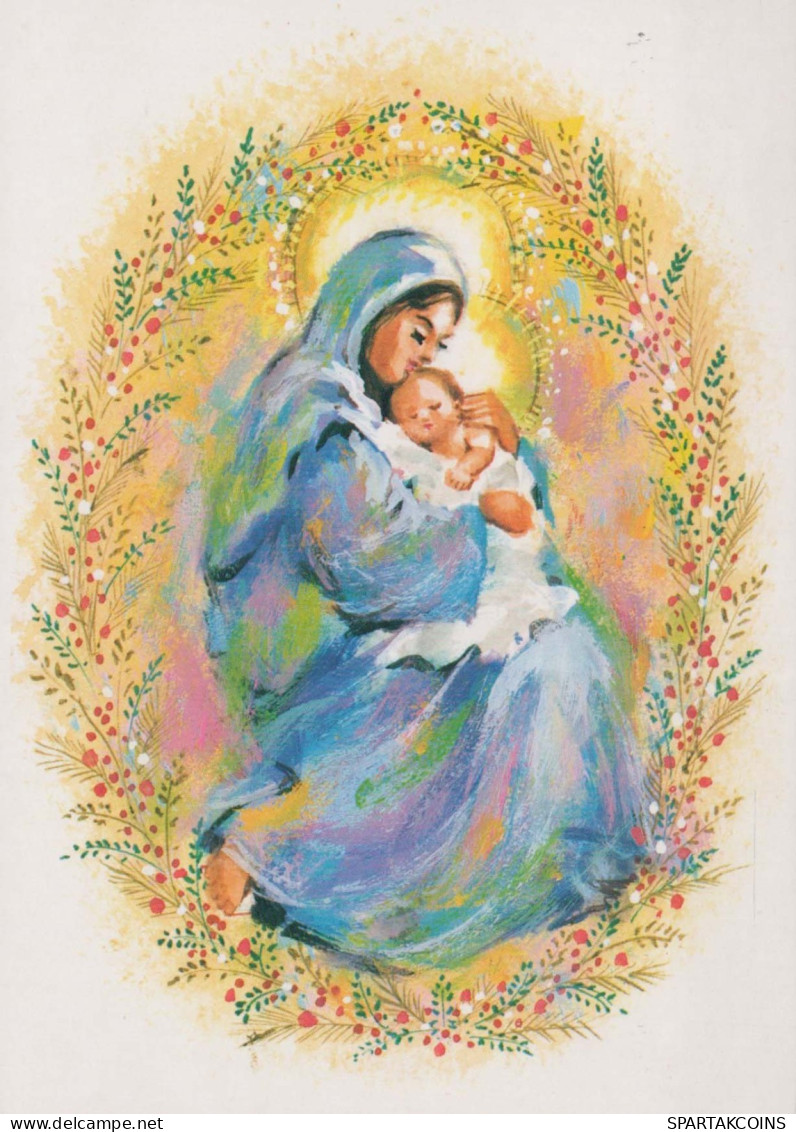 Vergine Maria Madonna Gesù Bambino Natale Religione Vintage Cartolina CPSM #PBP943.IT - Maagd Maria En Madonnas