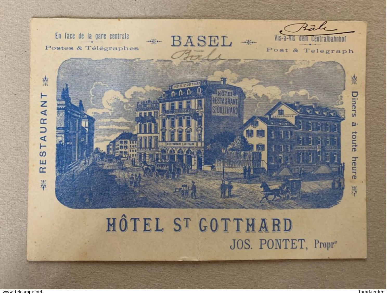 Carte Hotel St Gotthard Basel Bale Duitsland Germany +/- 1920 - Timbre Gottfried Rufenacht Geneve Balance - Documentos Históricos