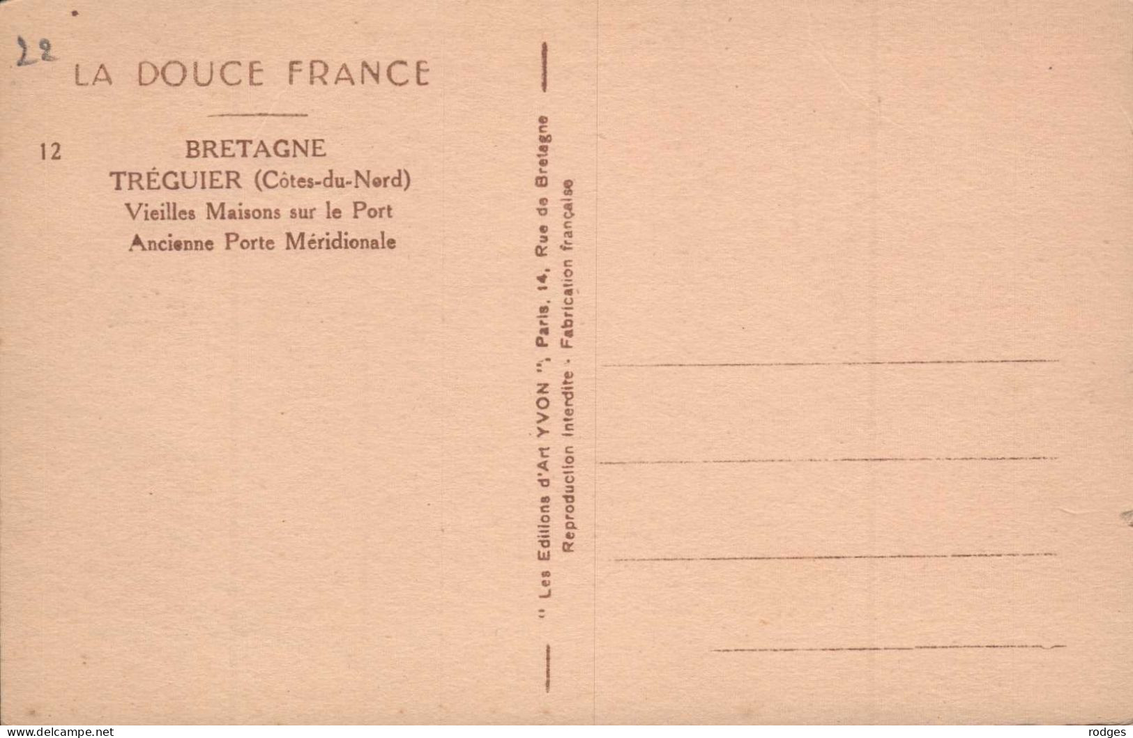 22 , Cpa TREGUIER , 12 , Vieilles Maisons Sur Le Port , Ancienne Porte Méridionale   (14886.V24) - Tréguier