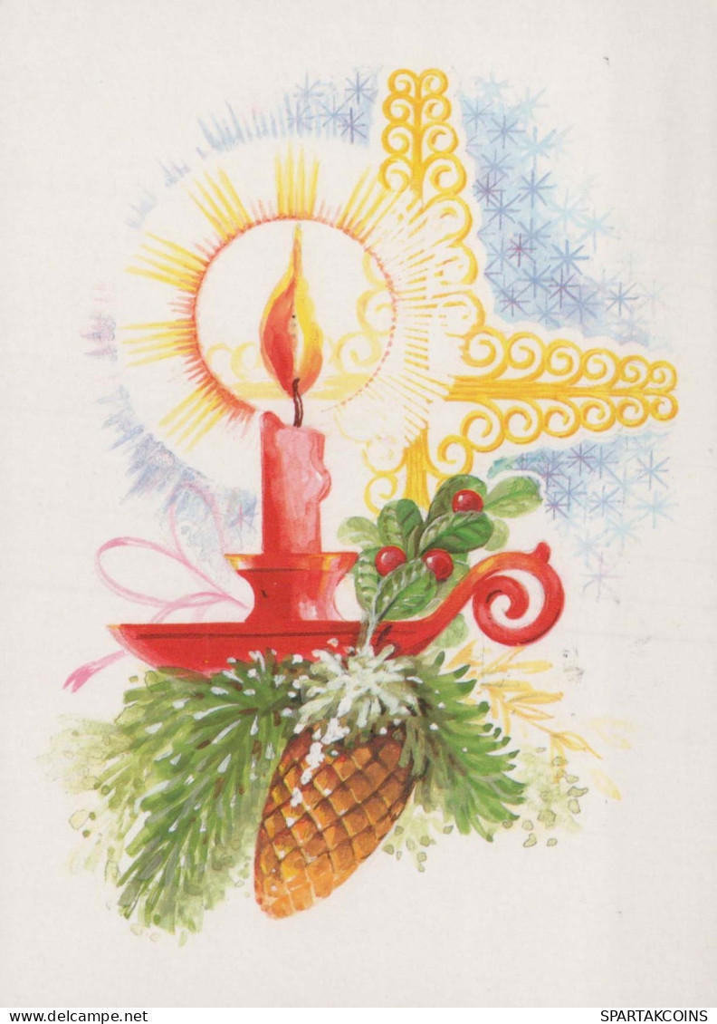 Buon Anno Natale CANDELA Vintage Cartolina CPSM #PAV587.IT - New Year