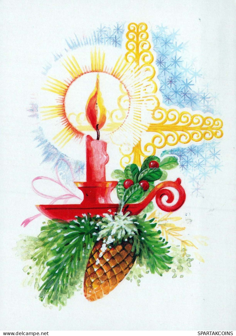 Buon Anno Natale CANDELA Vintage Cartolina CPSM #PAV587.IT - New Year