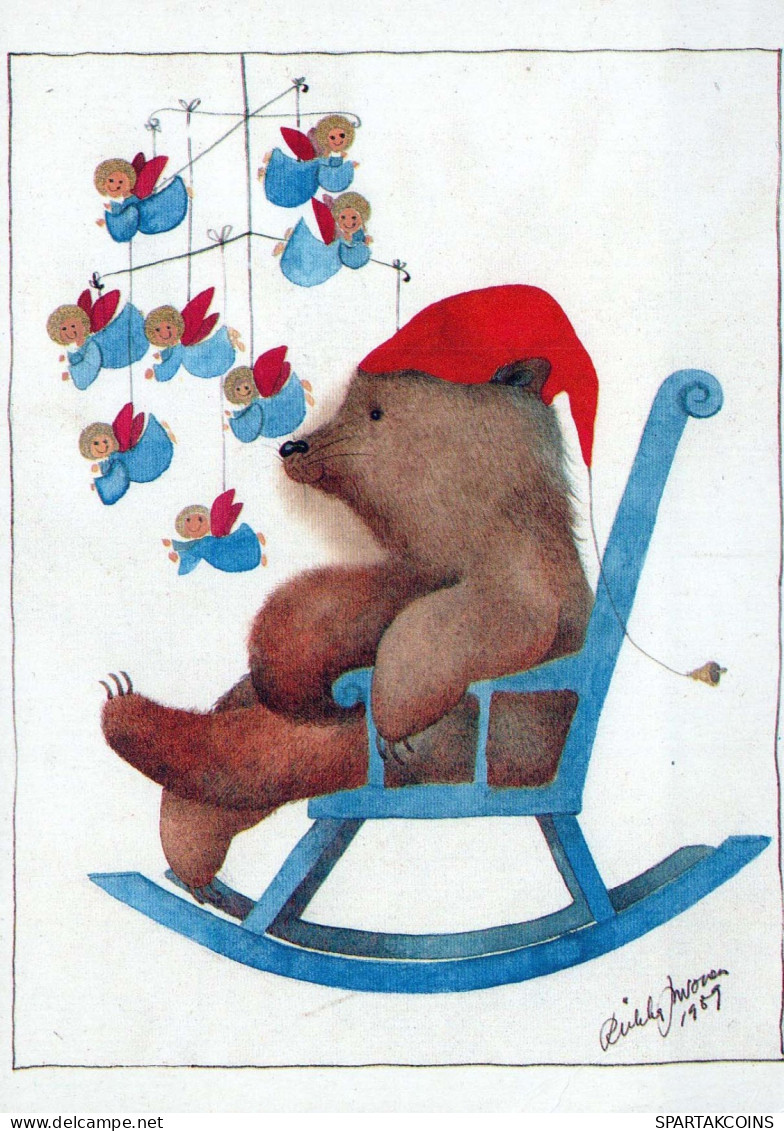 Buon Anno Natale ORSACCHIOTTO Vintage Cartolina CPSM #PAU826.IT - Neujahr