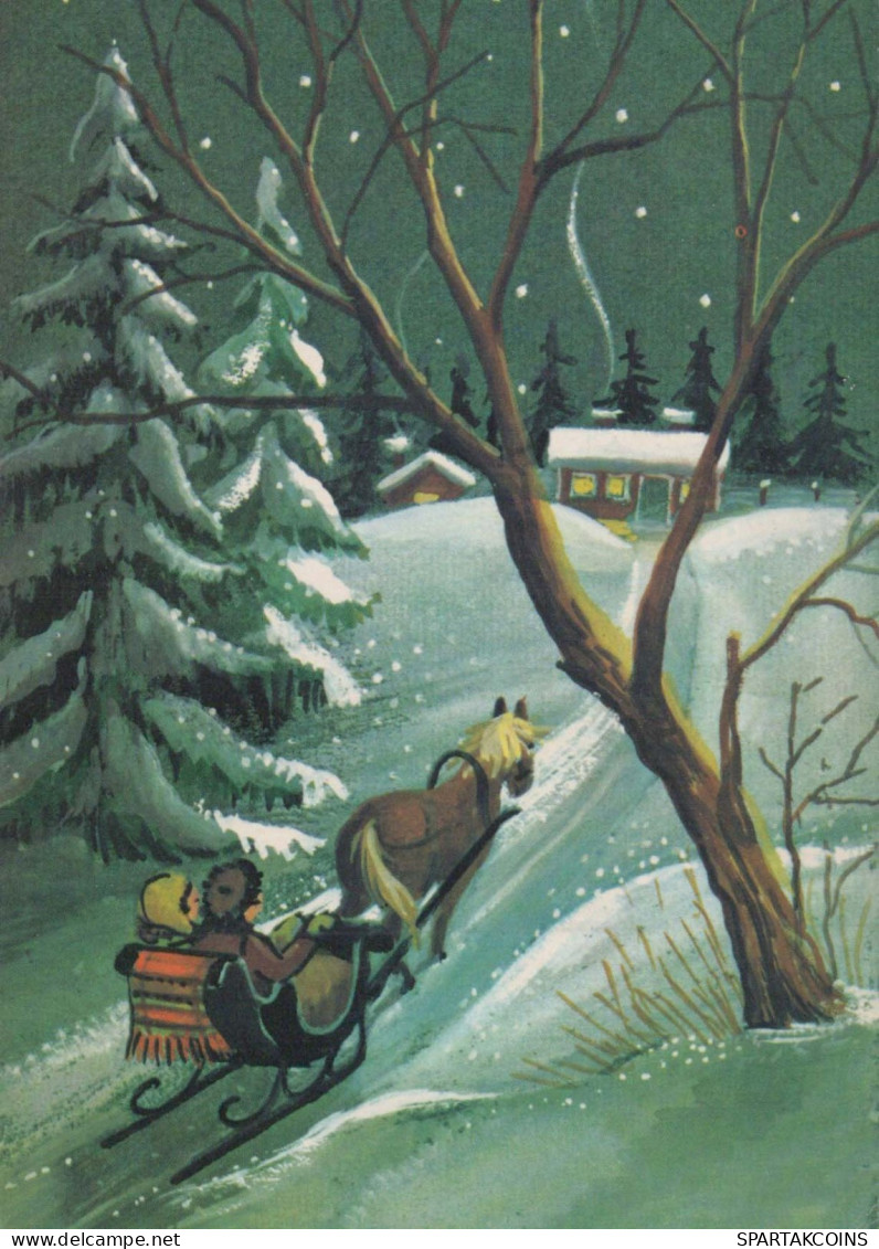 Buon Anno Natale CAVALLO Vintage Cartolina CPSM #PAS966.IT - Neujahr