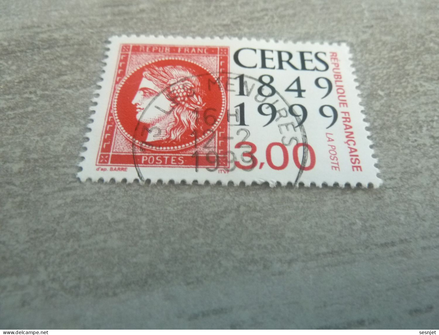 Cérès Rouge De 1849 - 3f. - Yt 3212 - Rouge Et Noir - Oblitéré - Année 1999 - - Gebruikt